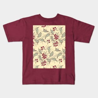 Holly berry Christmas pattern design Kids T-Shirt